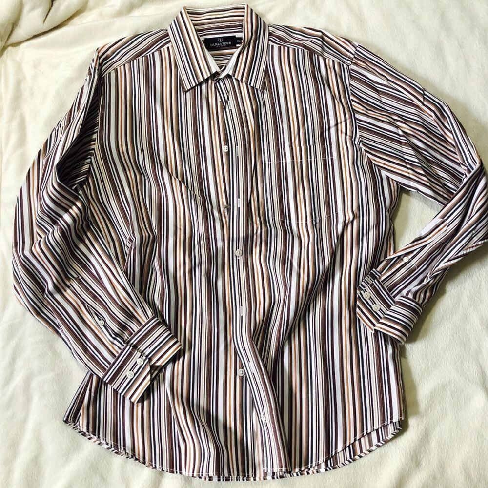 Bugatchi Uomo Brown Striped Button-Down Shirt | S… - image 2